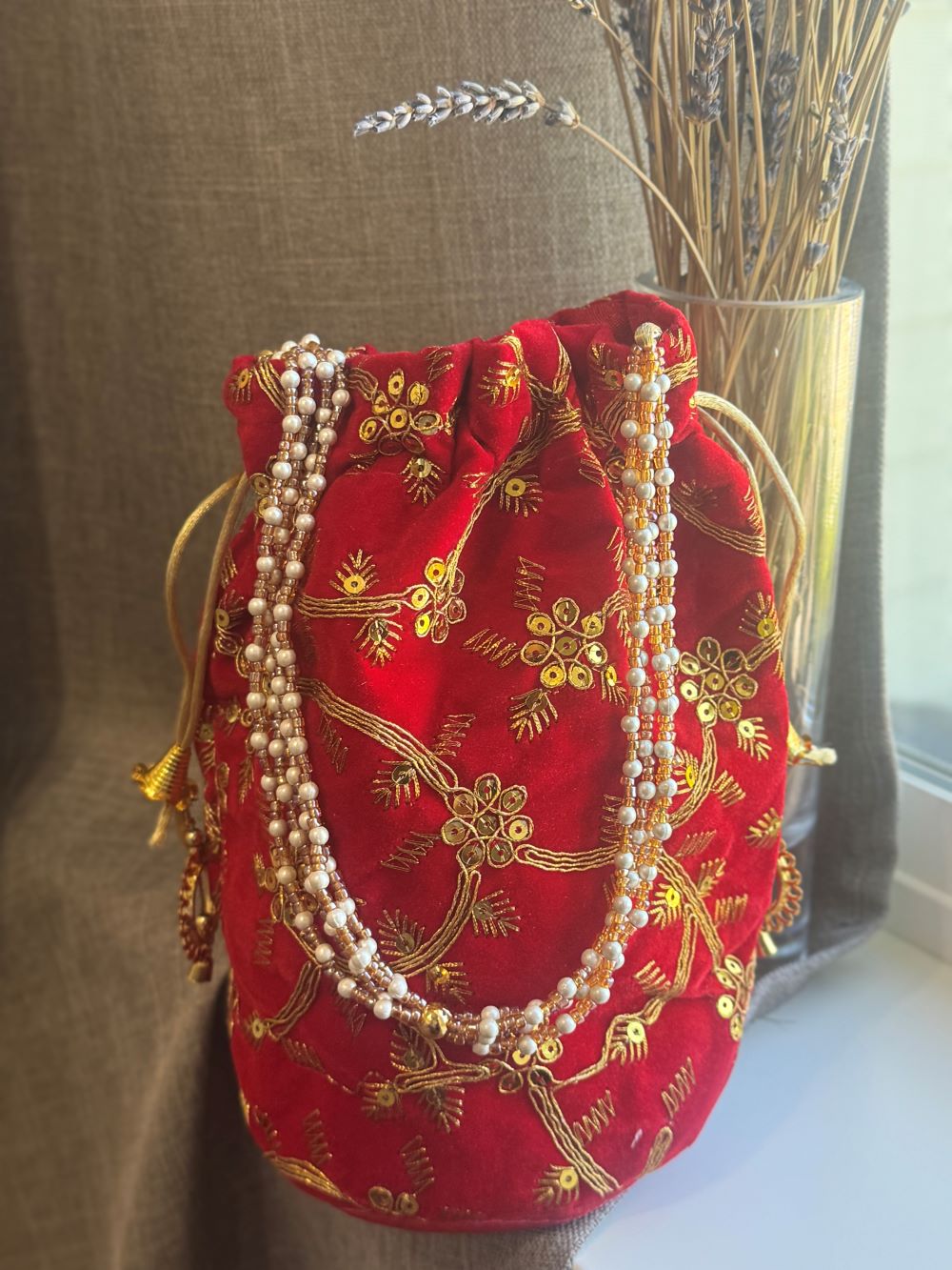 Red Velvet Potli Bag