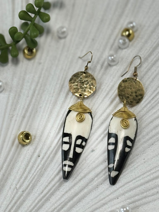 Uso Bone & Brass Earrings