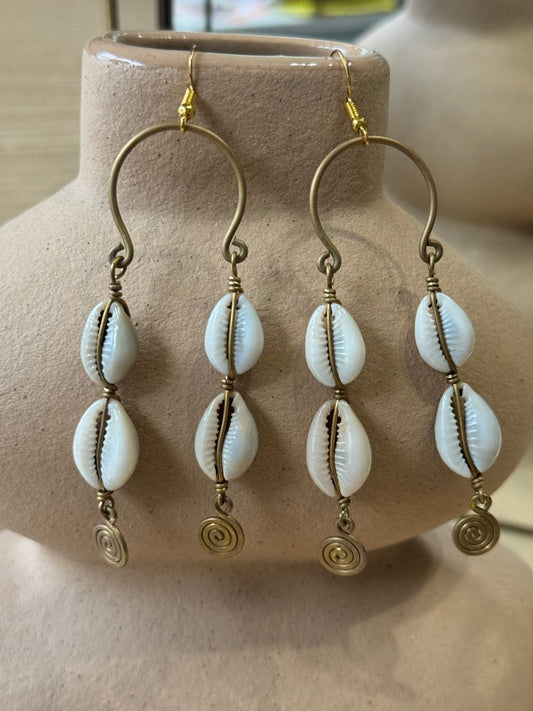 Baharini Shell Long Earrings