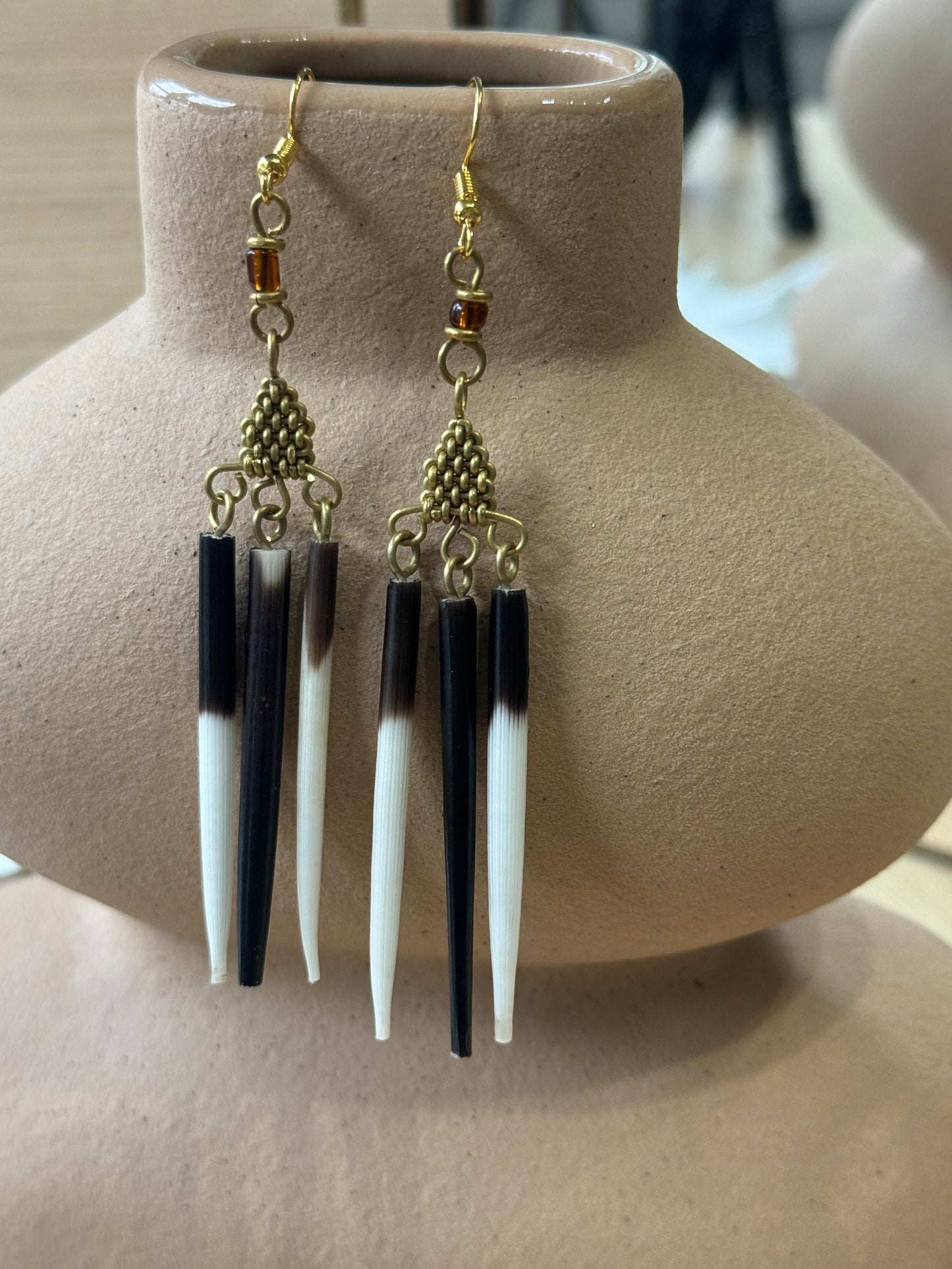 Mungu Bone & Brass Earrings