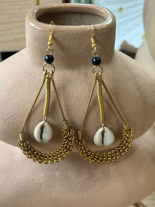 Shell Long Ngoma Chandelier Earrings