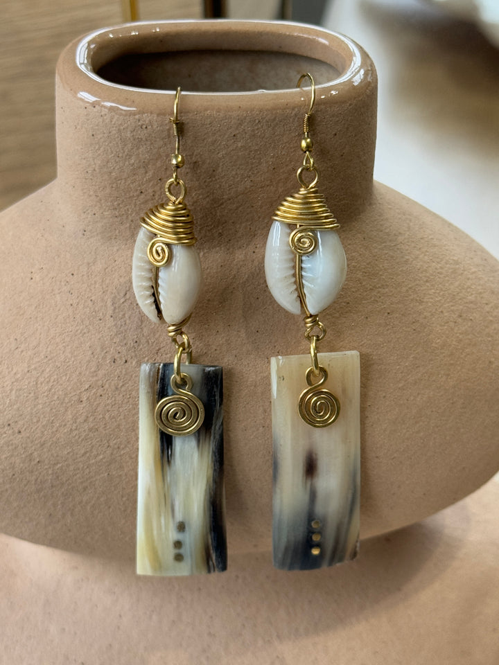 Uhuru Bone and Brass Earrings