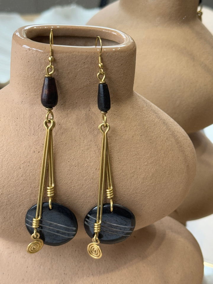 Uhuru Bone and Brass Earrings