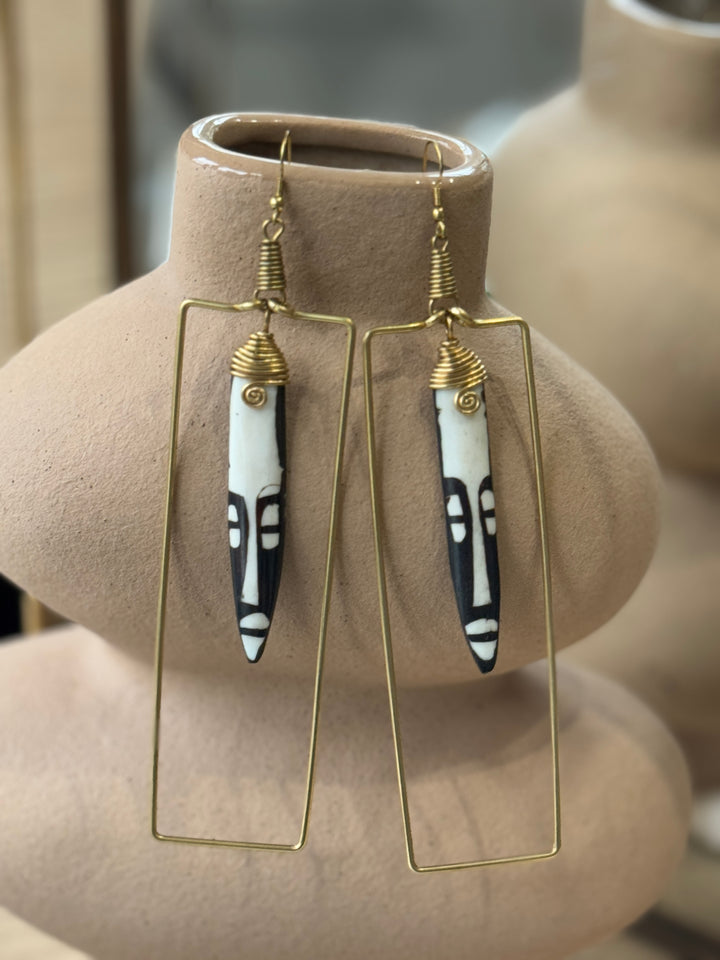 Uhuru Bone and Brass Earrings