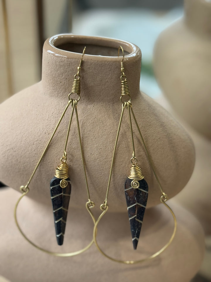 Uhuru Bone and Brass Earrings