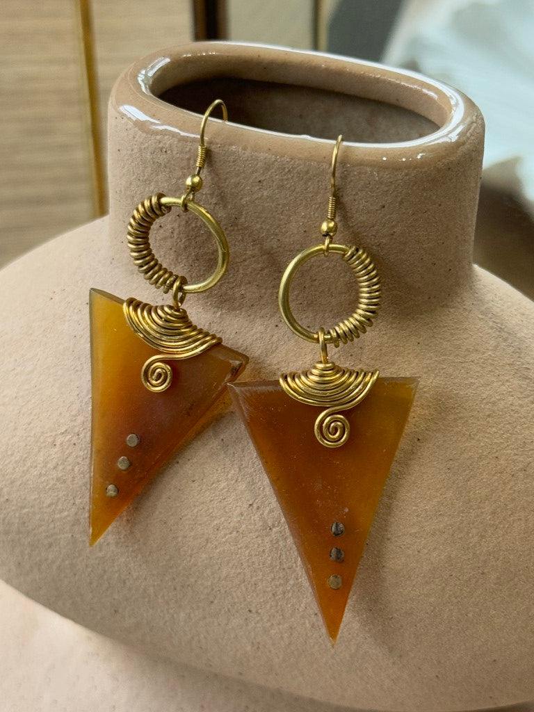 Mungu Bone & Brass Earrings