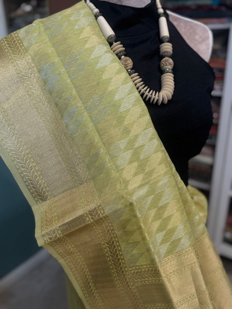 Pista Green Handloom Kosa Saree