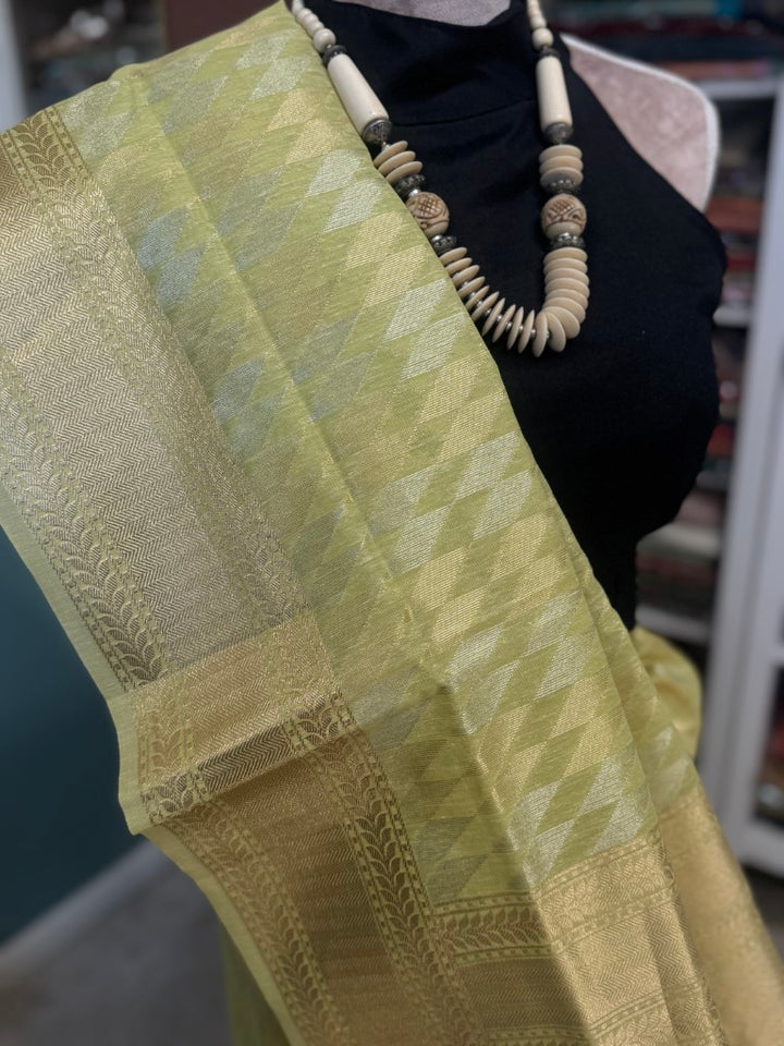Pista Green Handloom Kosa Saree