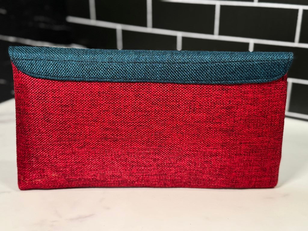 Red & Blue African Sisal Jute Clutch Bag