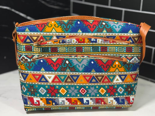 Stylish Multicolor Fabric Handbag