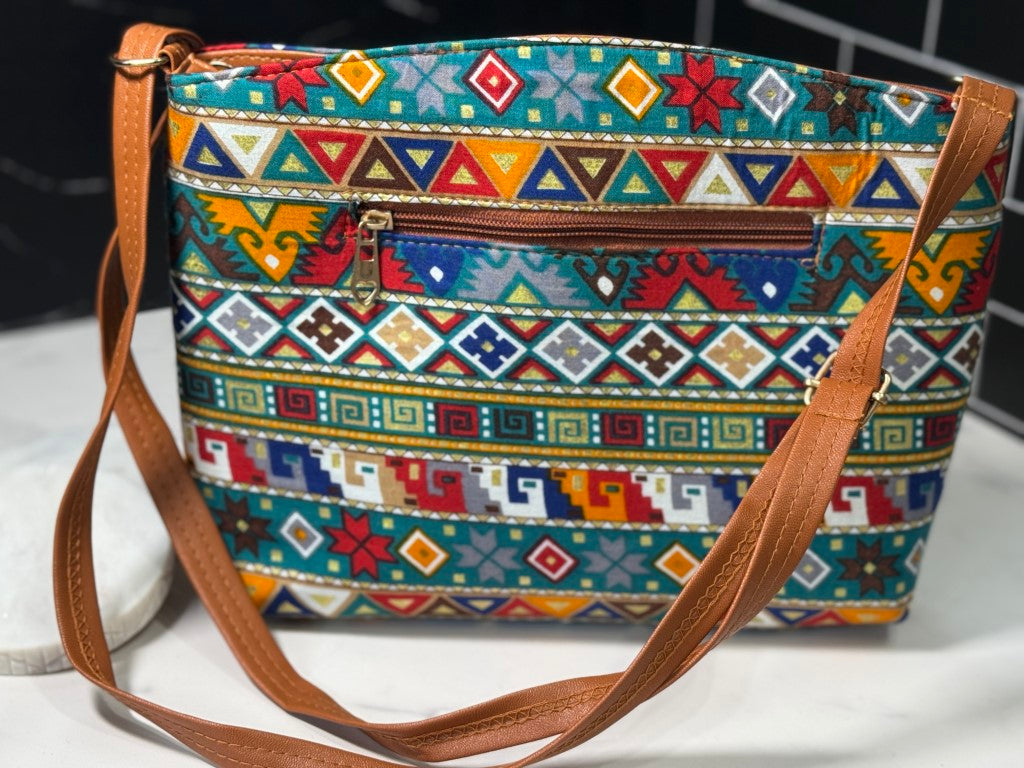 Stylish Multicolor Fabric Handbag