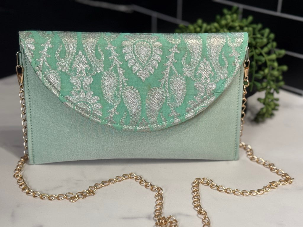 Clutch bags: Pista Green Designer Clutch