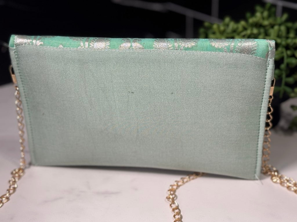 Clutch bags: Pista Green Designer Clutch