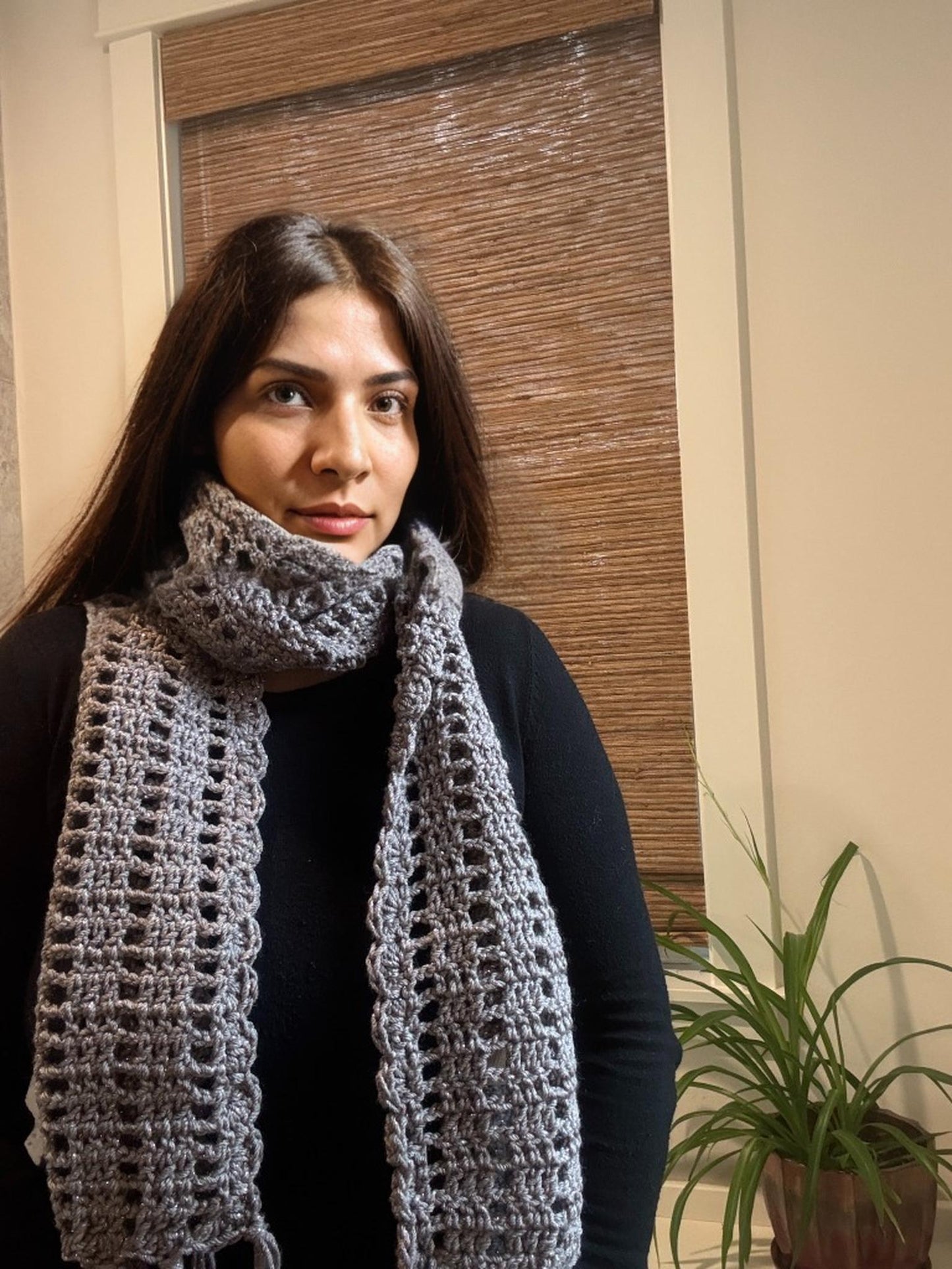 Grey Handmade Woolen Scarf