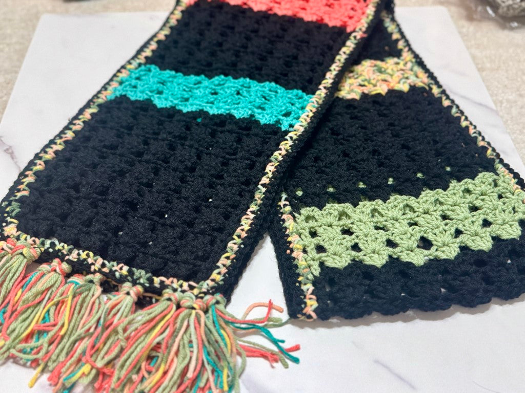 Black Multicolor Handmade Woolen Scarf