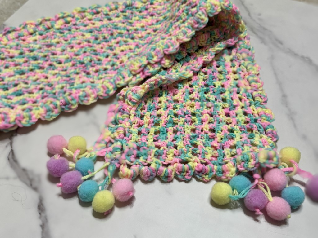 Multicolor w/ Pompoms Handmade Woolen Scarf