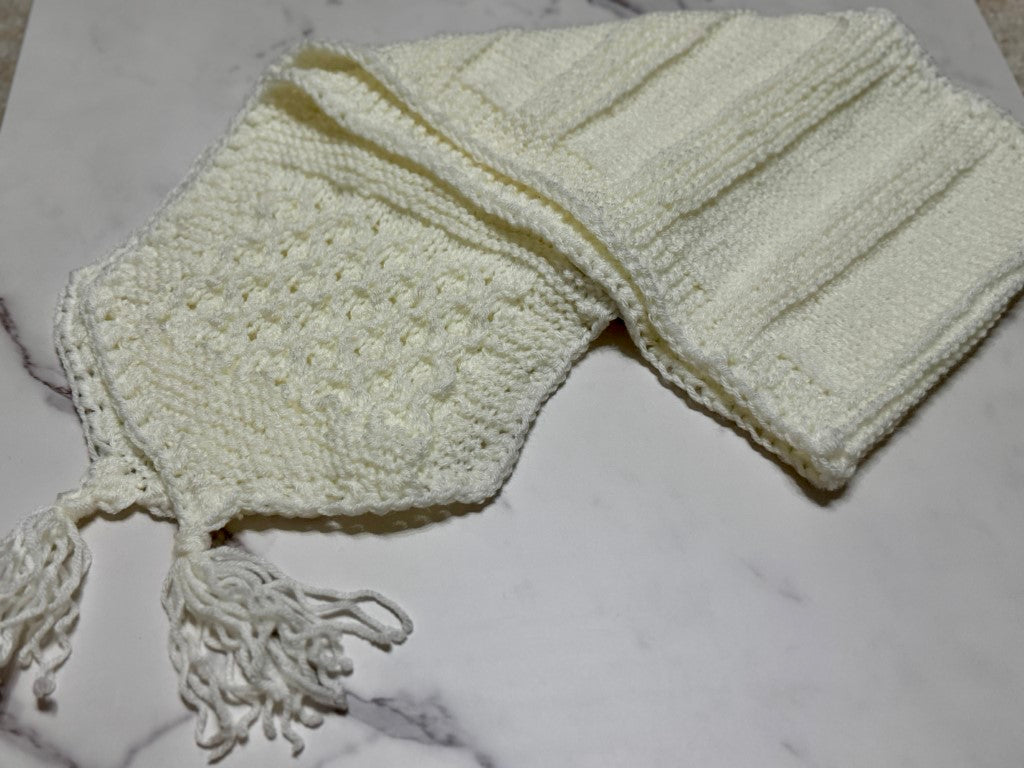 White Handmade Woolen Scarf