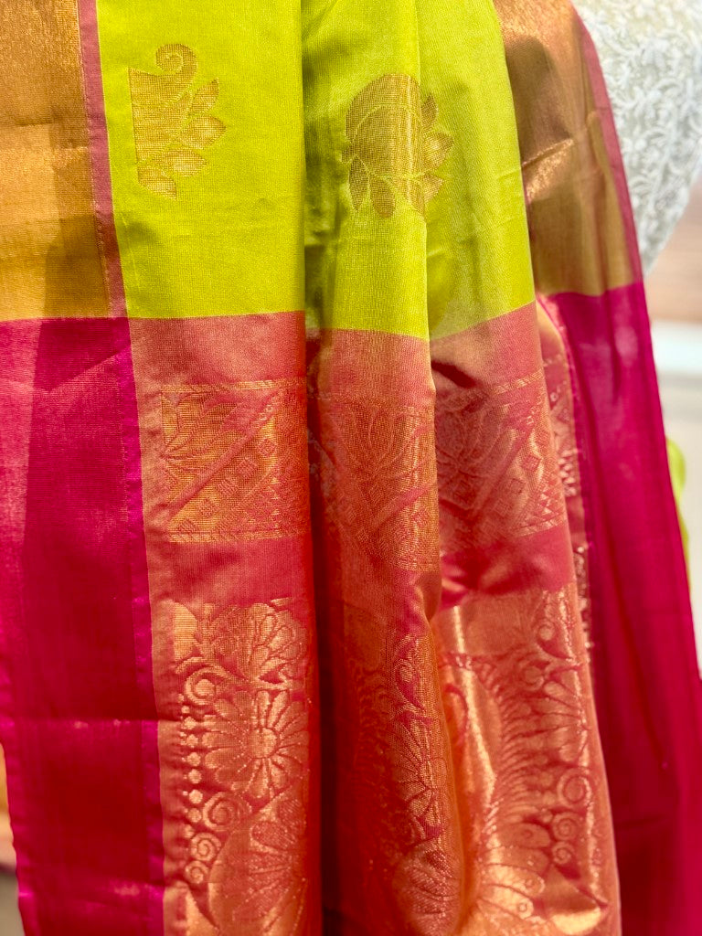 Parrot Green Soft Silk Saree