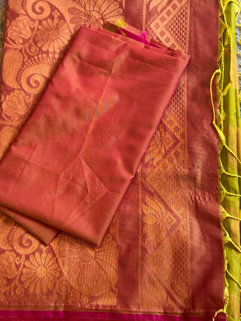 Parrot Green Soft Silk Saree