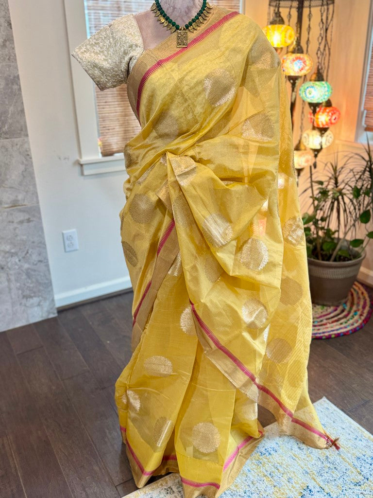 Yellow Semi Silk Saree