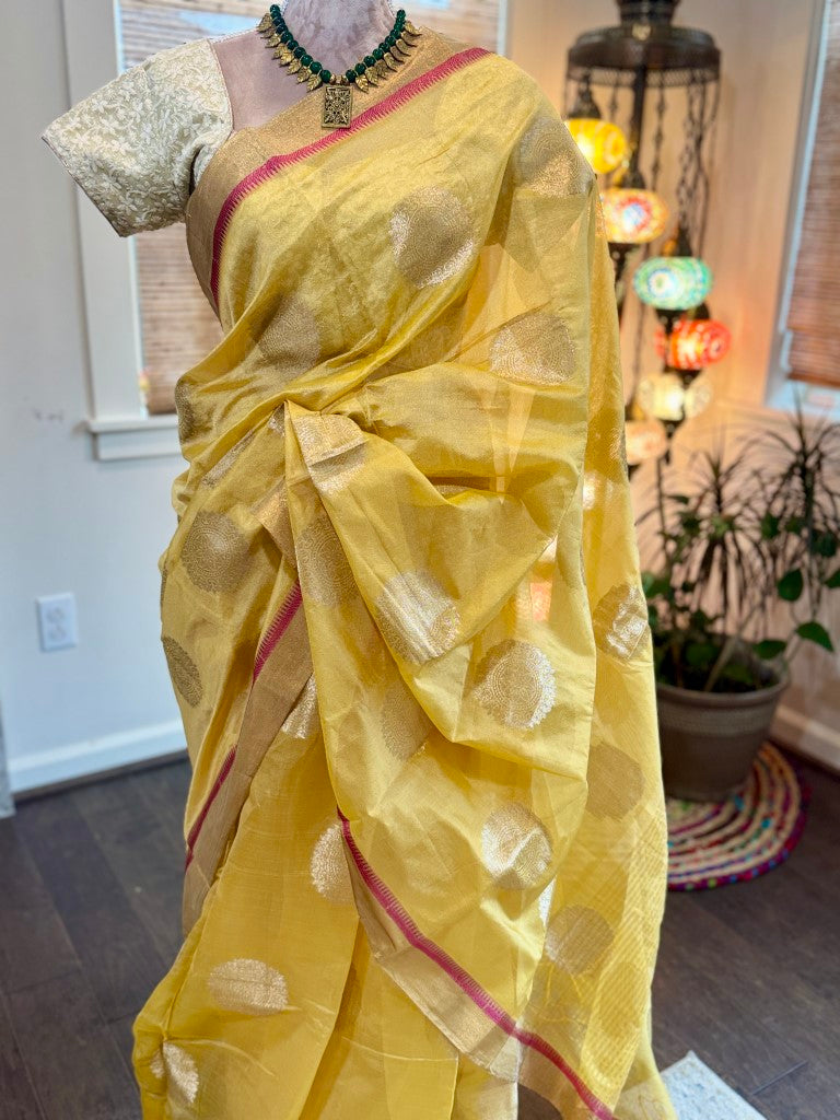 Yellow Semi Silk Saree