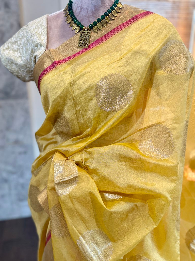 Yellow Semi Silk Saree