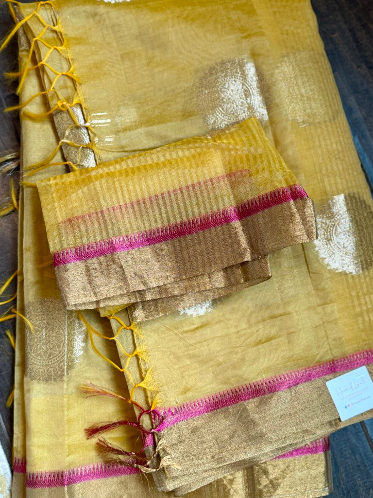 Yellow Semi Silk Saree