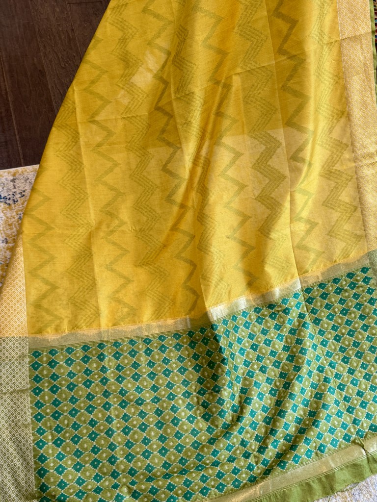 Yellow Ikat Tussar Silk Saree