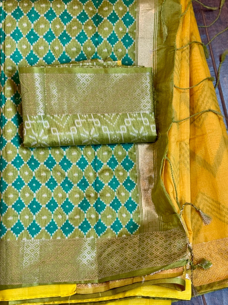 Yellow Ikat Tussar Silk Saree