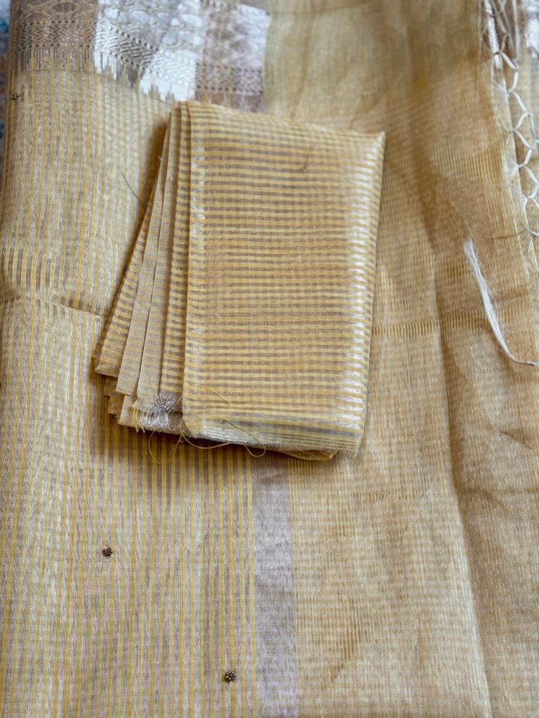 Yellow Tissue Kota Saree w/ Embroidery