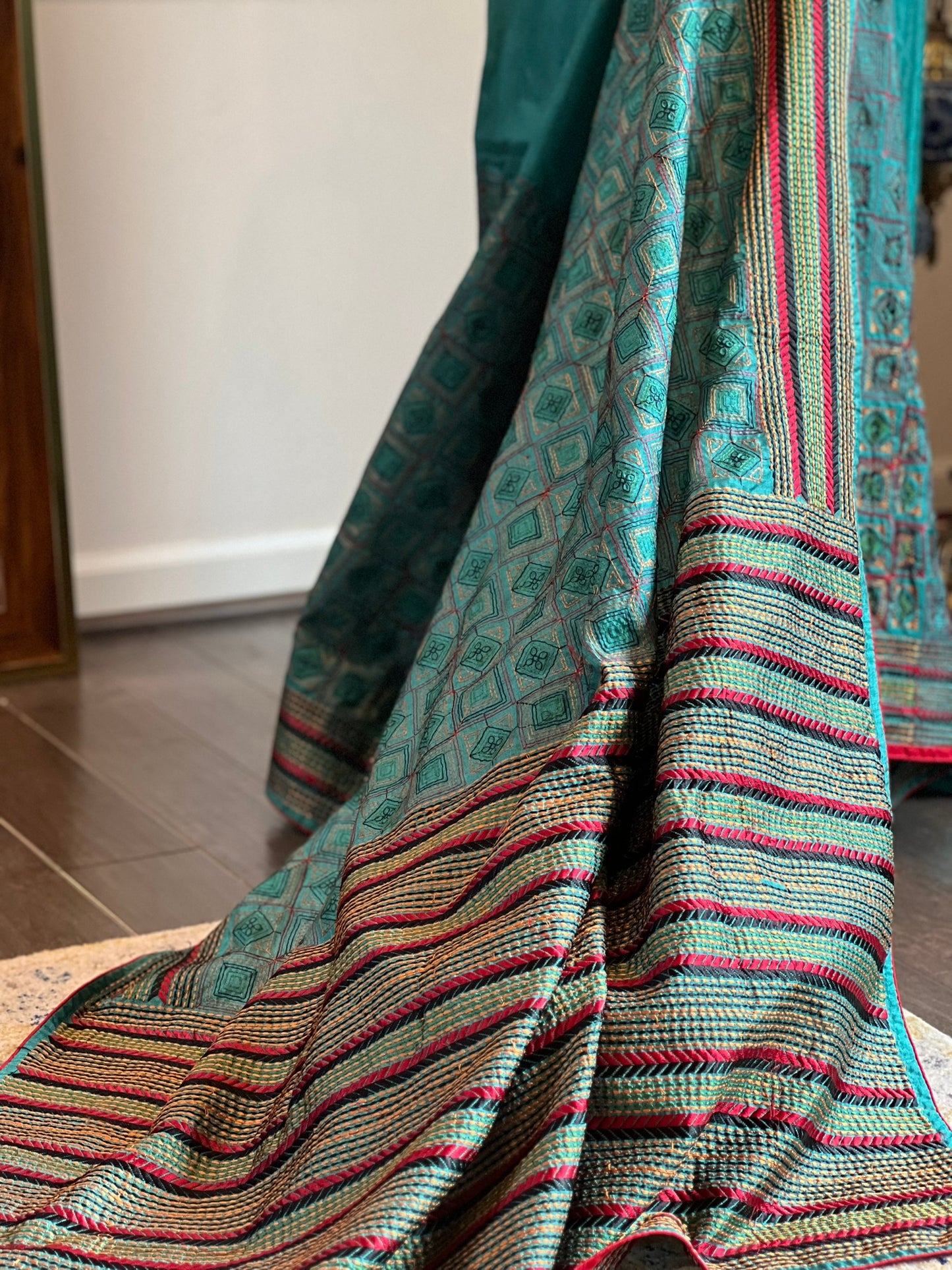 Blue Green Bangalore Silk Saree