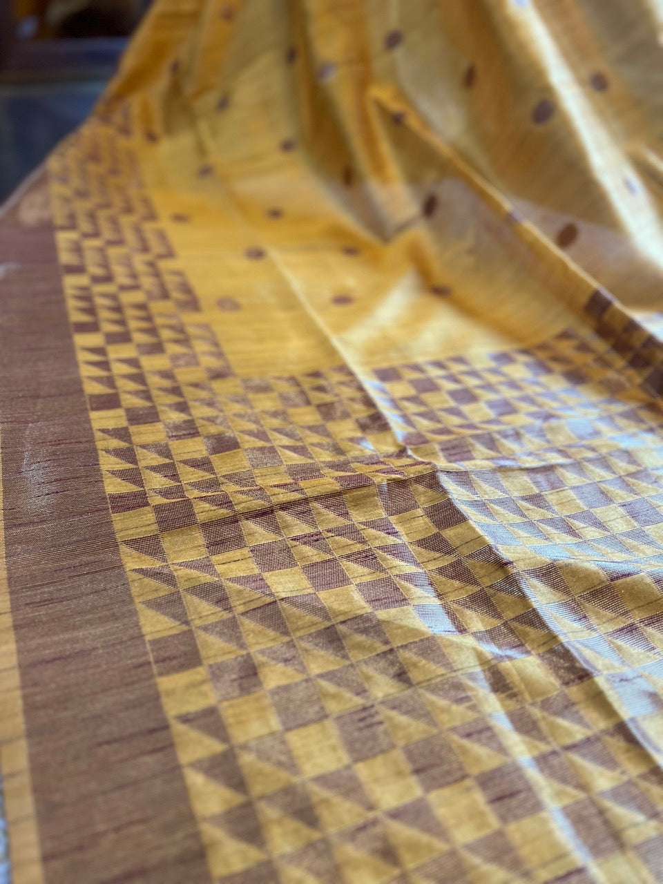 Yellow Basanti Tussar Silk Saree