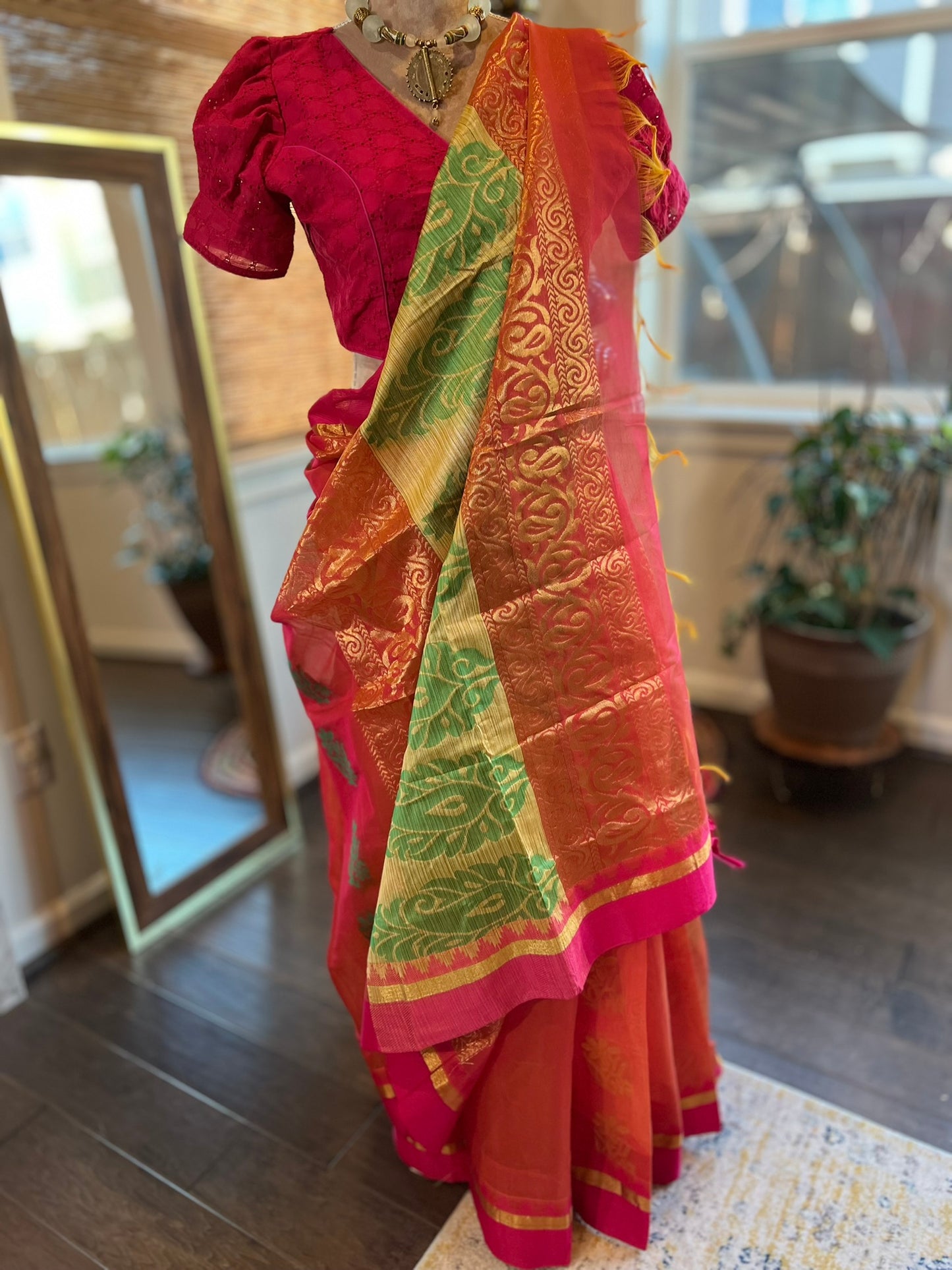 Red Silk Cotton Saree